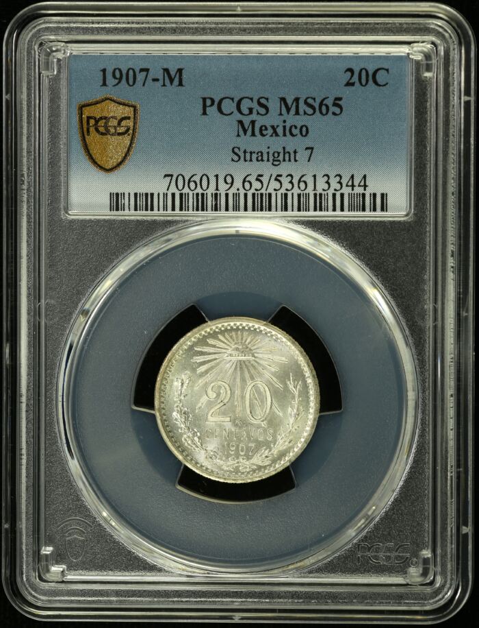 Modern Silver & Minors 20 Centavo 1907 M PCGS MS65 0153736Modern Silver & Minors 20 Centavo 1907 M PCGS MS65 0153736
