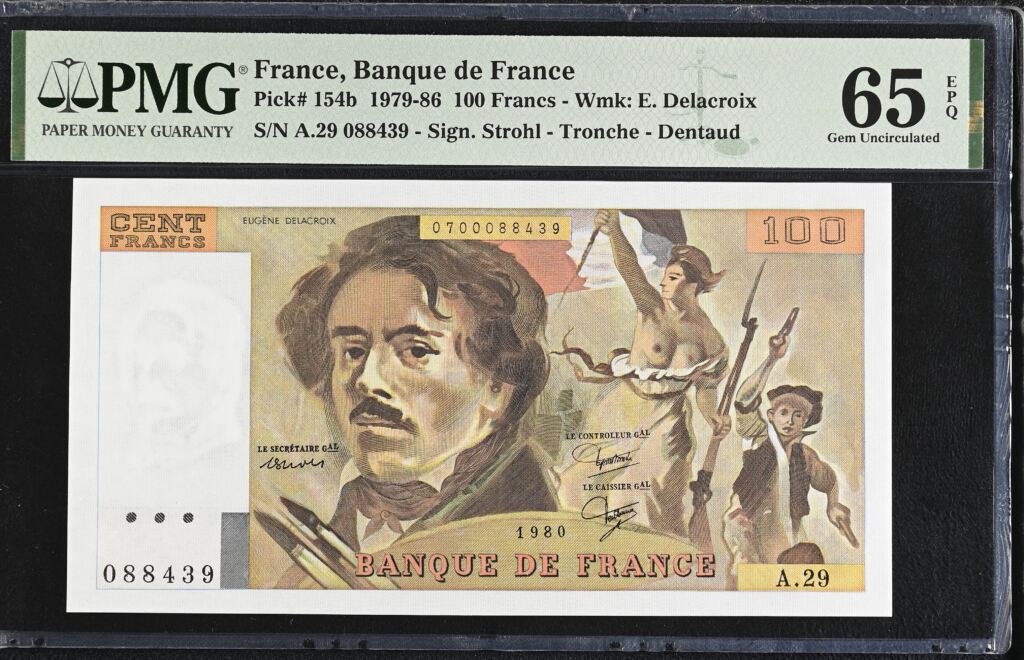 France 100 Francs 1980 Pick #154b PMG Gem UNC65 EPQ 0154746