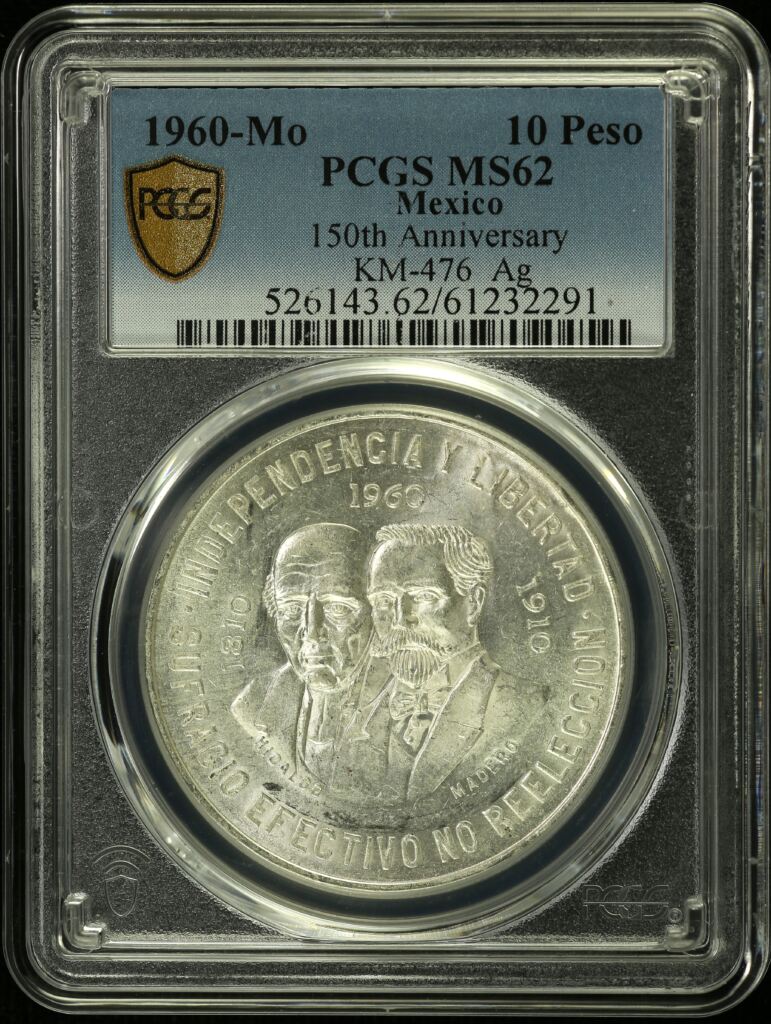 Modern Silver & Minors 10 Peso 1960 Mo KM-476 PCGS MS62 0153746