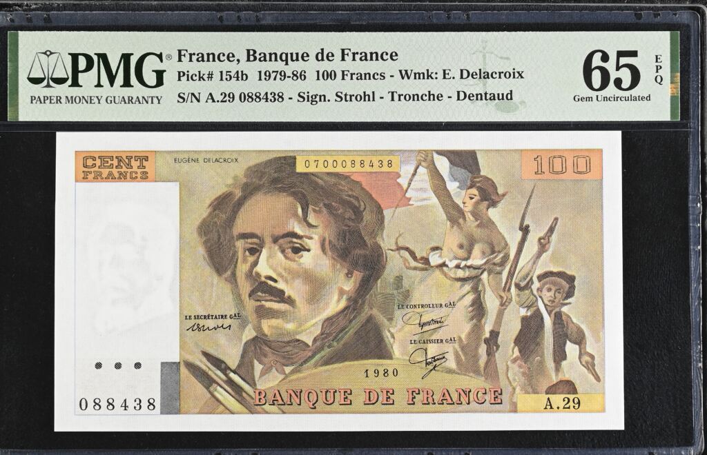 France 100 Francs 1980 Pick #154b PMG Gem UNC65 EPQ 0154747