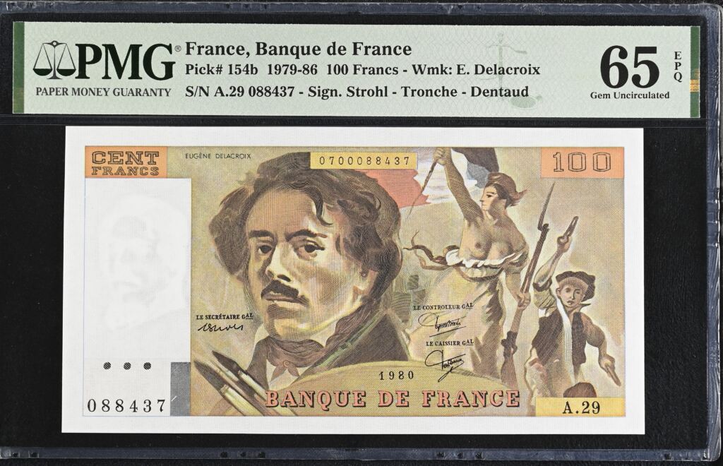 France 100 Francs 1980 Pick #154b PMG Gem UNC65 EPQ 0154748