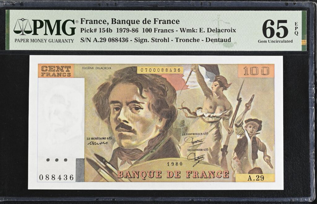 France 100 Francs 1980 Pick #154b PMG Gem UNC65 EPQ 0154749