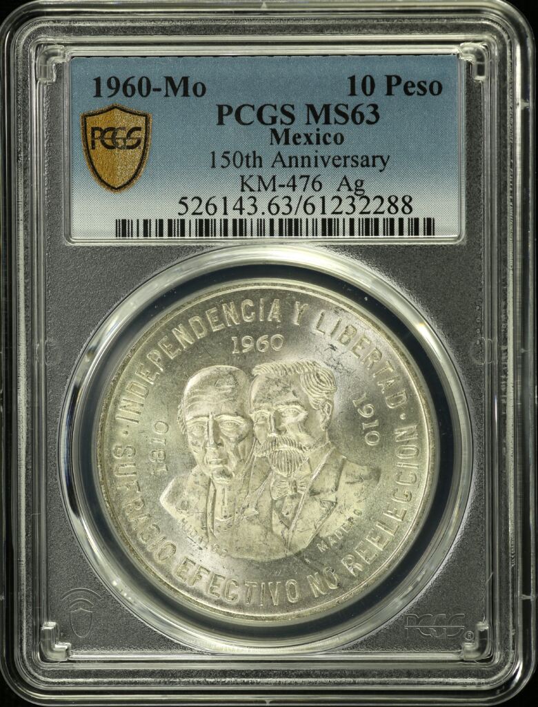 Modern Silver & Minors 10 Peso 1960 Mo KM-476 PCGS MS63 0153749