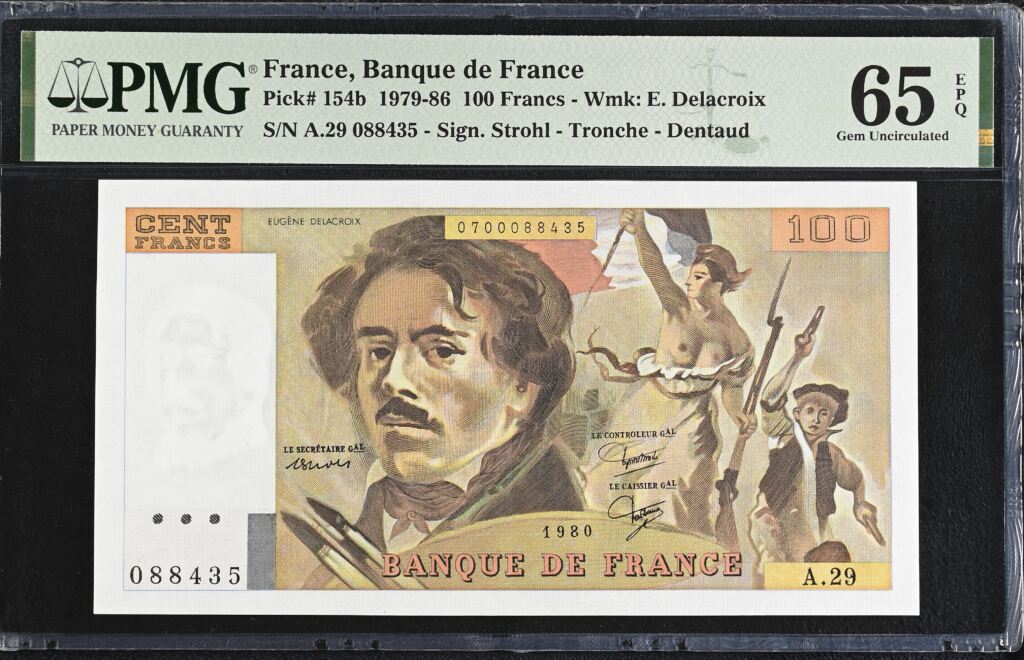 France 100 Francs 1980 Pick #154b PMG Gem UNC65 EPQ 0154750