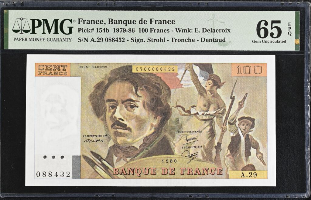 France 100 Francs 1980 Pick #154b PMG Gem UNC65 EPQ 0154752