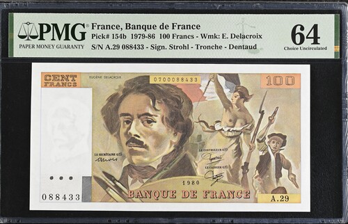 France 100 Francs 1980 Pick #154b PMG Ch UNC64 0154753