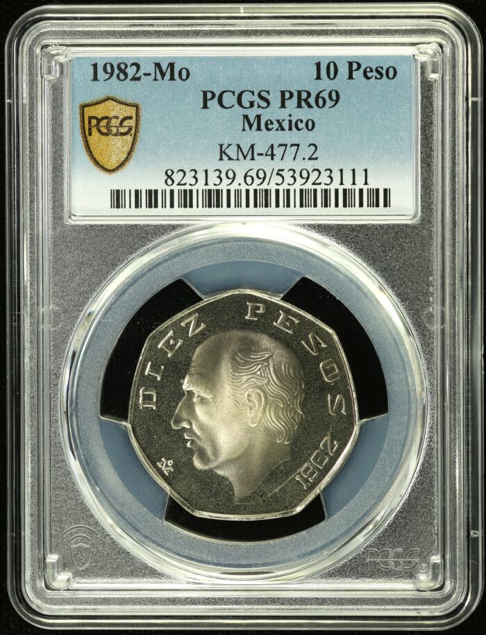 Modern Silver & Minors 10 Peso 1982 Mo KM-477.2 PCGS PR69 0155082Modern Silver & Minors 10 Peso 1982 Mo KM-477.2 PCGS PR69 0155082