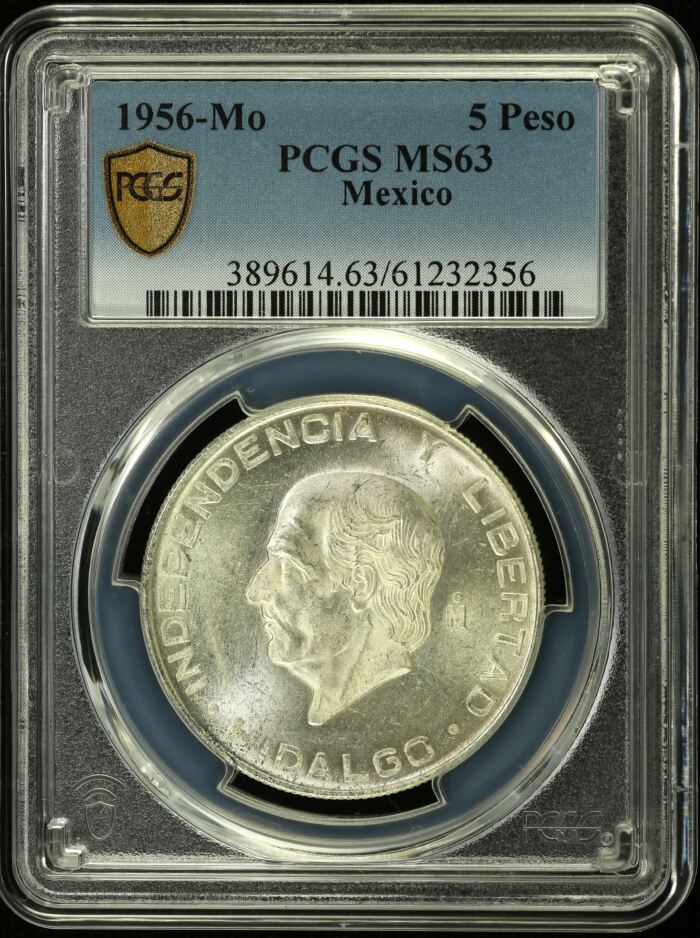 Modern Silver & Minors 5 Peso 1956 Mo PCGS MS63 0153822Modern Silver & Minors 5 Peso 1956 Mo PCGS MS63 0153822