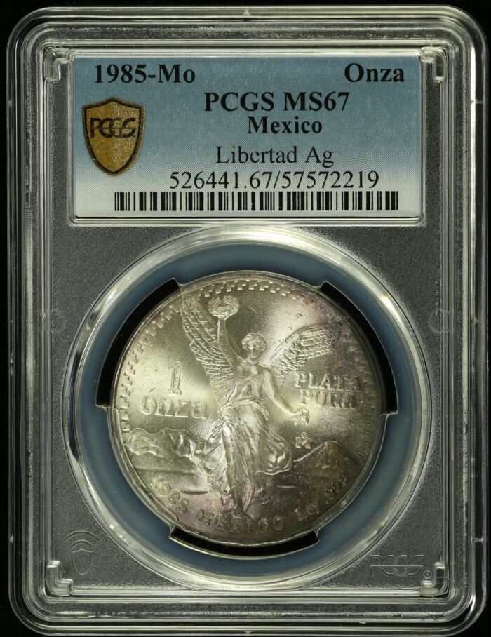 Modern Silver & Minors Onza 1985 Mo PCGS MS67 0154823Modern Silver & Minors Onza 1985 Mo PCGS MS67 0154823