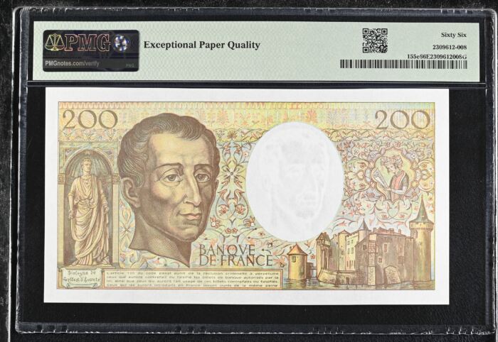 France 200 Francs 1992 Pick #155e PMG Gem UNC66 EPQ 0153831France 200 Francs 1992 Pick #155e PMG Gem UNC66 EPQ 0153831 - Image 2