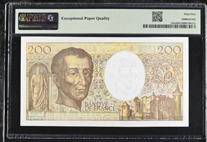 France 200 Francs 1992 Pick #155e PMG Gem UNC65 EPQ 0153835France 200 Francs 1992 Pick #155e PMG Gem UNC65 EPQ 0153835 - Image 2