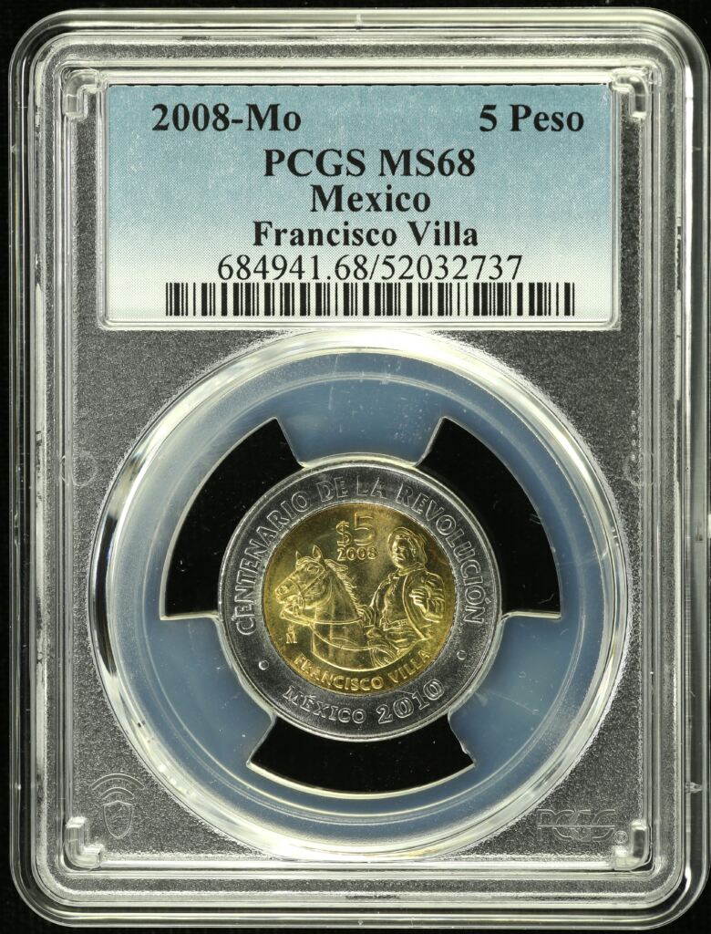 Modern Silver & Minors 5 Peso 2008 Mo Francisco Villa PCGS MS68 0154854