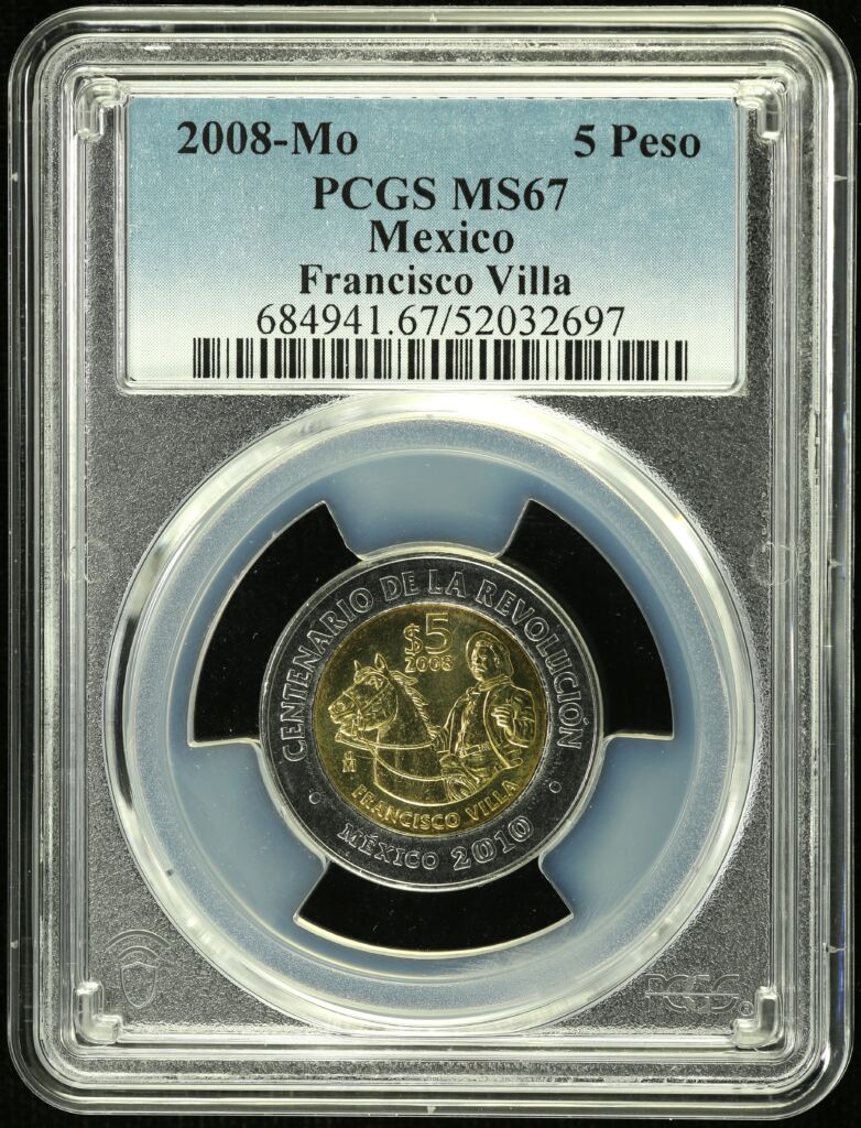 Modern Silver & Minors 5 Peso 2008 Mo Francisco Villa PCGS MS67 0154862