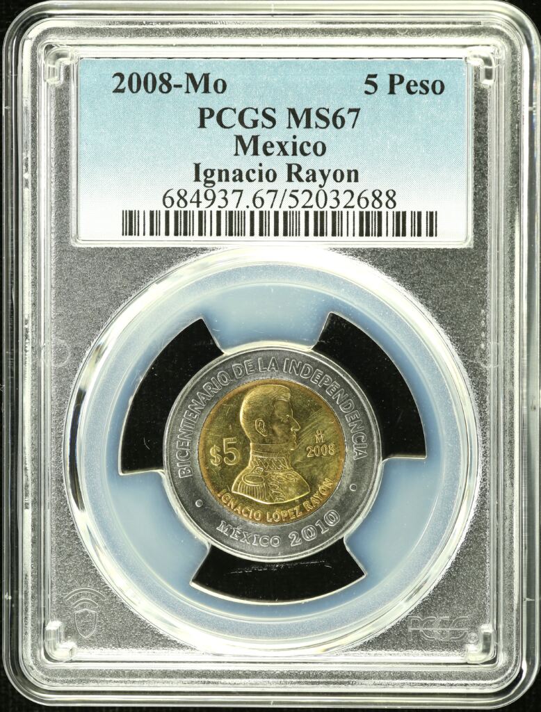 Modern Silver & Minors 5 Peso 2008 Mo Ignacio Rayon PCGS MS67 0154877