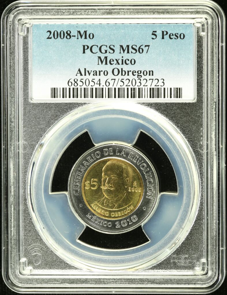 Modern Silver & Minors 5 Peso 2008 Mo Alvaro Obregon PCGS MS67 0154918
