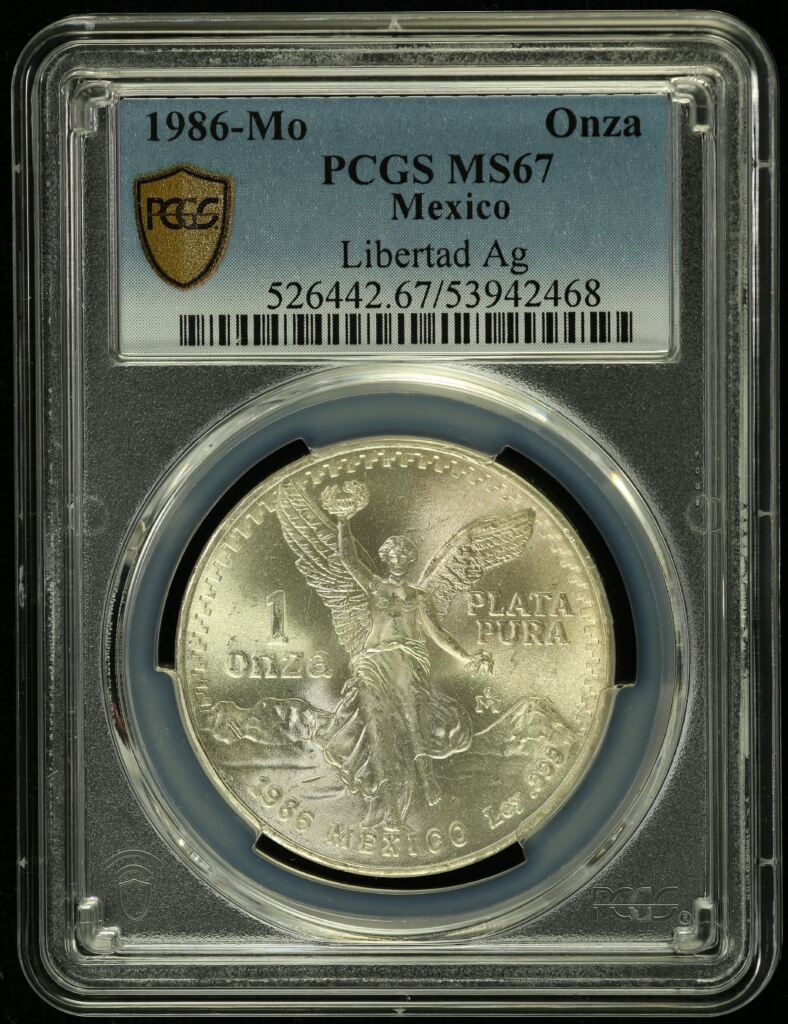 Modern Silver & Minors Onza 1986 Mo PCGS MS67 0154925
