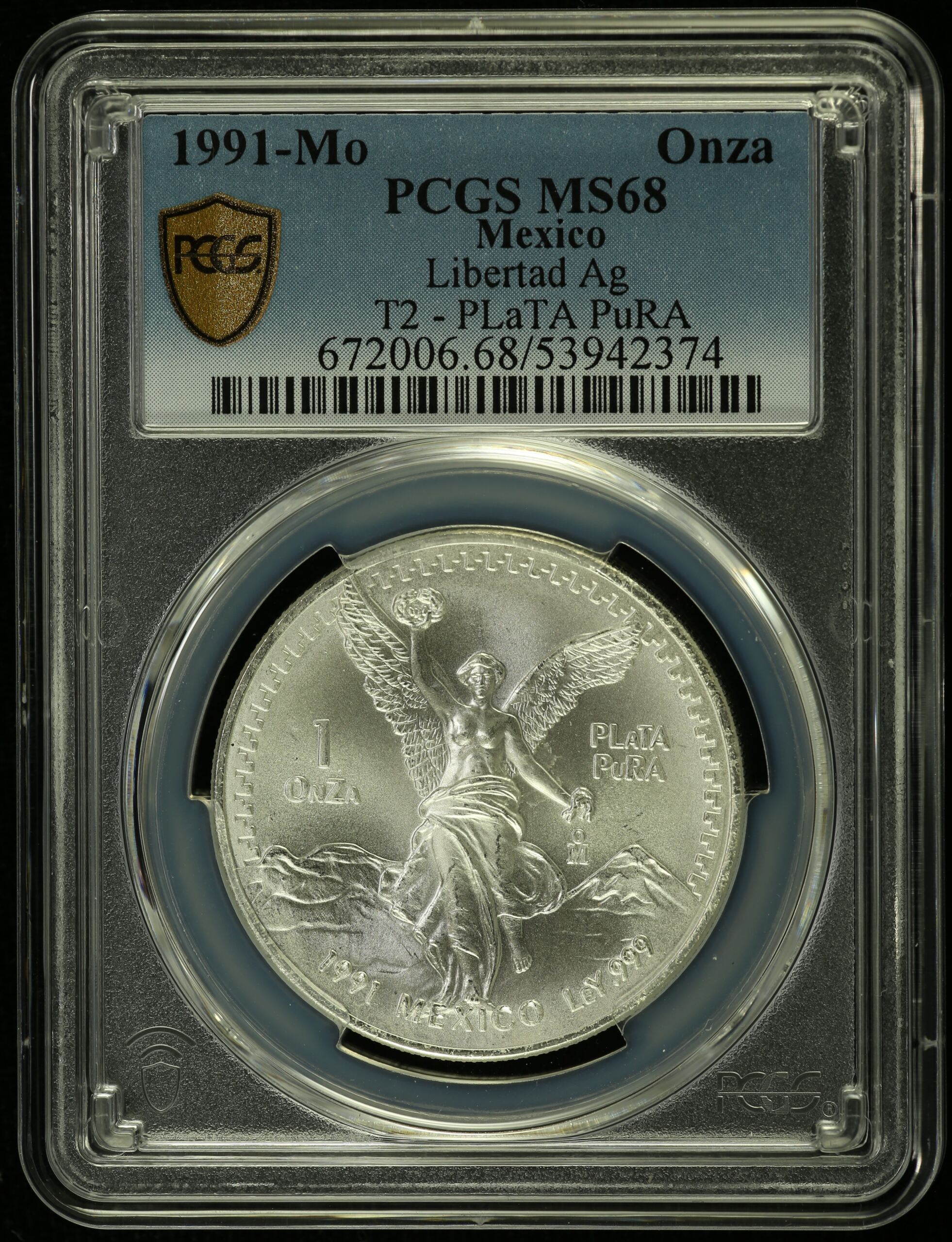 Mexican Coins Modern Silver & Minors Onza Modern Silver & Minors Onza 1991 Mo PCGS MS68 0154938 Modern Silver & Minors Onza 1991 Mo PCGS MS68 0154938Modern Silver & Minors Onza 1991 Mo PCGS MS68 0154938