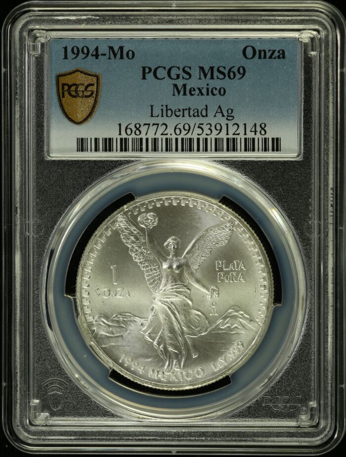Modern Silver & Minors Onza 1994 Mo PCGS MS69 0154964Modern Silver & Minors Onza 1994 Mo PCGS MS69 0154964