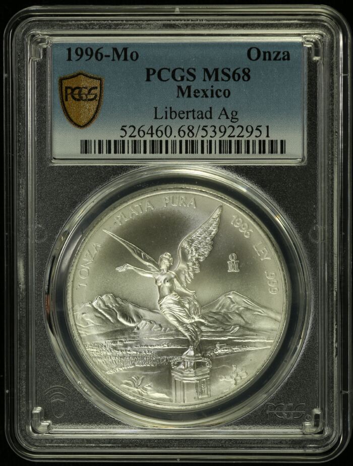 Modern Silver & Minors Onza 1996 Mo PCGS MS68 0154976Modern Silver & Minors Onza 1996 Mo PCGS MS68 0154976