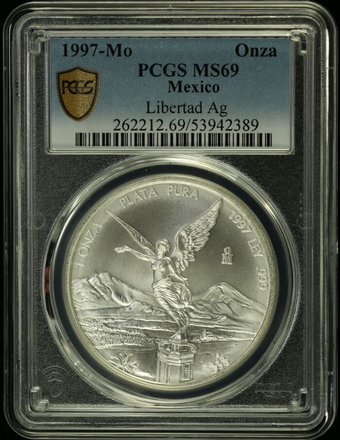 Modern Silver & Minors Onza 1997 Mo PCGS MS69 0154981Modern Silver & Minors Onza 1997 Mo PCGS MS69 0154981