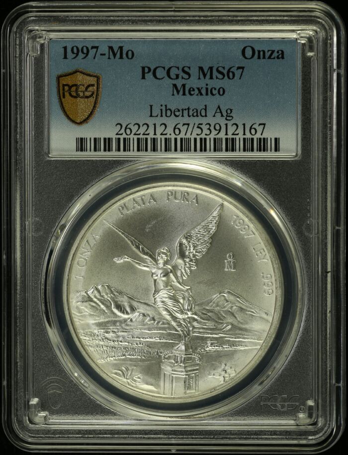 Modern Silver & Minors Onza 1997 Mo PCGS MS67 0154982Modern Silver & Minors Onza 1997 Mo PCGS MS67 0154982