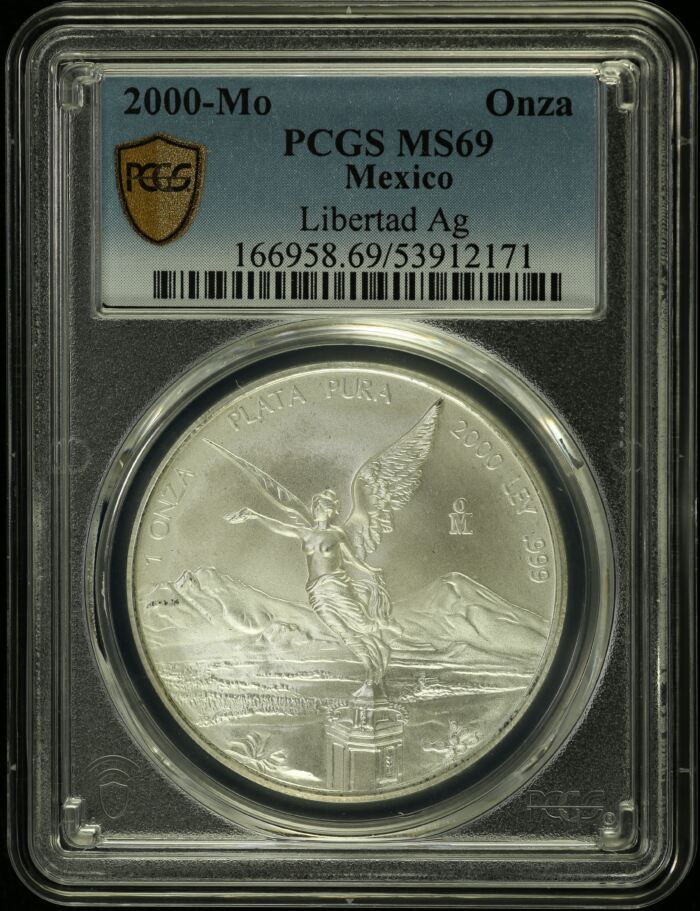 Modern Silver & Minors Onza 2000 Mo PCGS MS69 0154987Modern Silver & Minors Onza 2000 Mo PCGS MS69 0154987