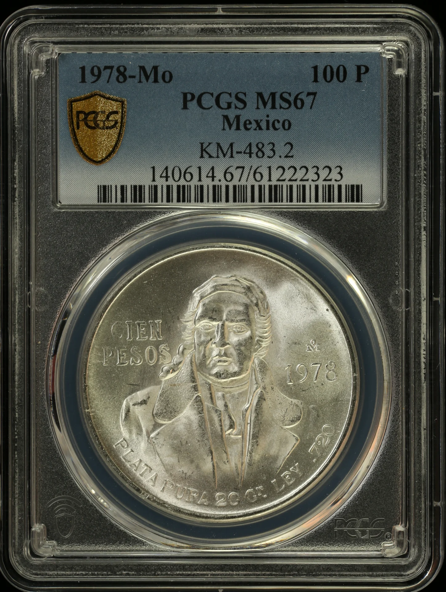 100 Peso Mexican Coins Modern Silver & Minors Modern Silver & Minors 100 Peso 1978 Mo KM-483.2 PCGS MS67 0153644 Modern Silver & Minors 100 Peso 1978 Mo KM-483.2 PCGS MS67 0153644