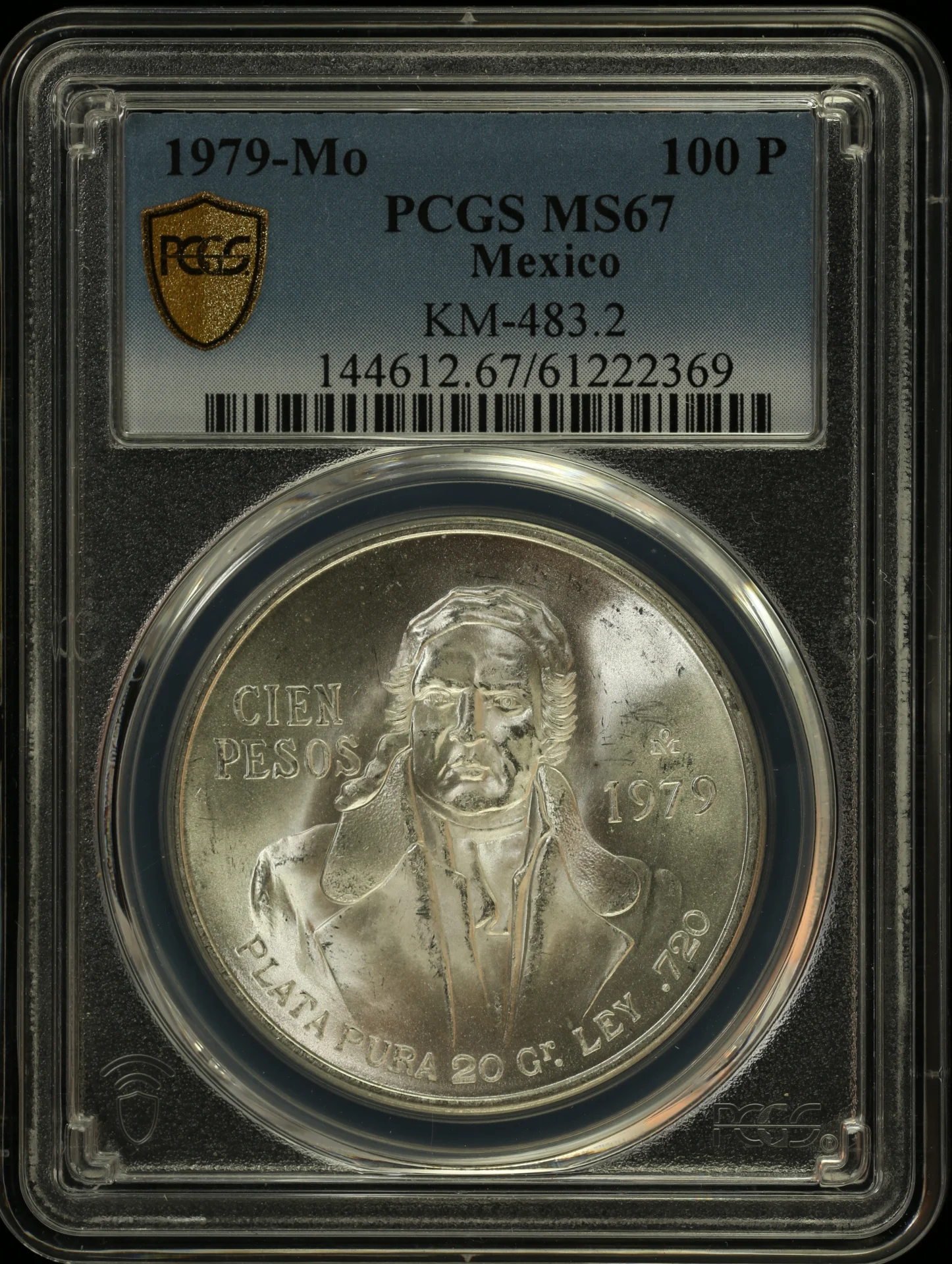 100 Peso Mexican Coins Modern Silver & Minors Modern Silver & Minors 100 Peso 1979 Mo KM-483.2 PCGS MS67 0153685 Modern Silver & Minors 100 Peso 1979 Mo KM-483.2 PCGS MS67 0153685