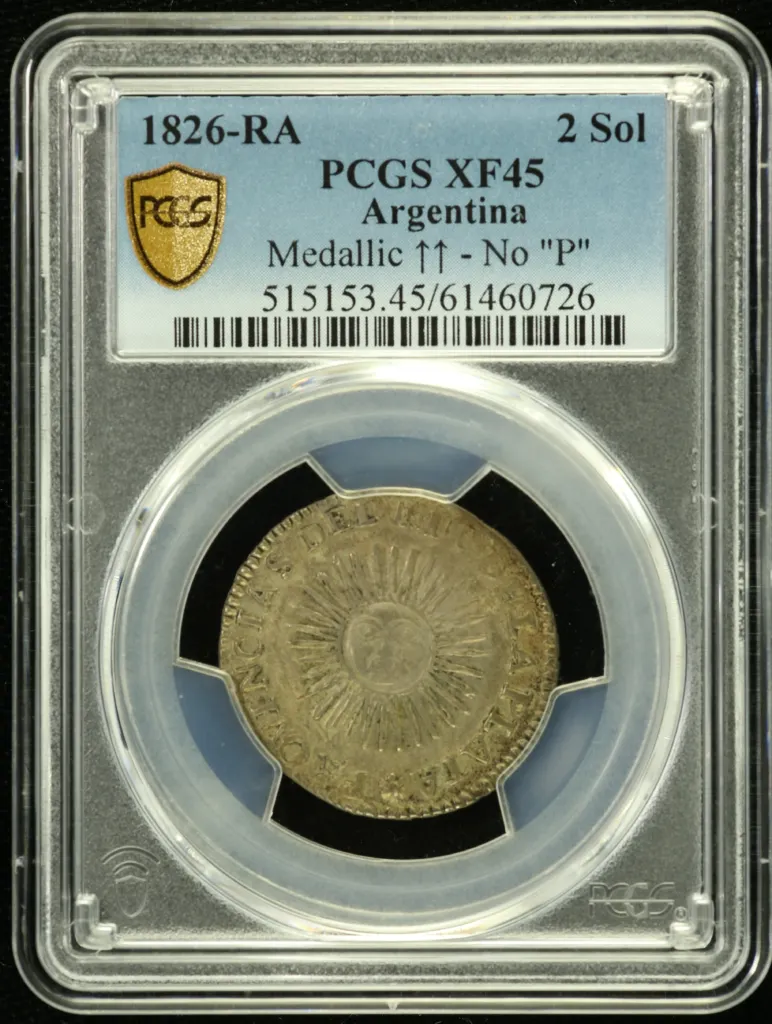 Argentina 2 Sol 1826 RA PCGS XF45 0155185