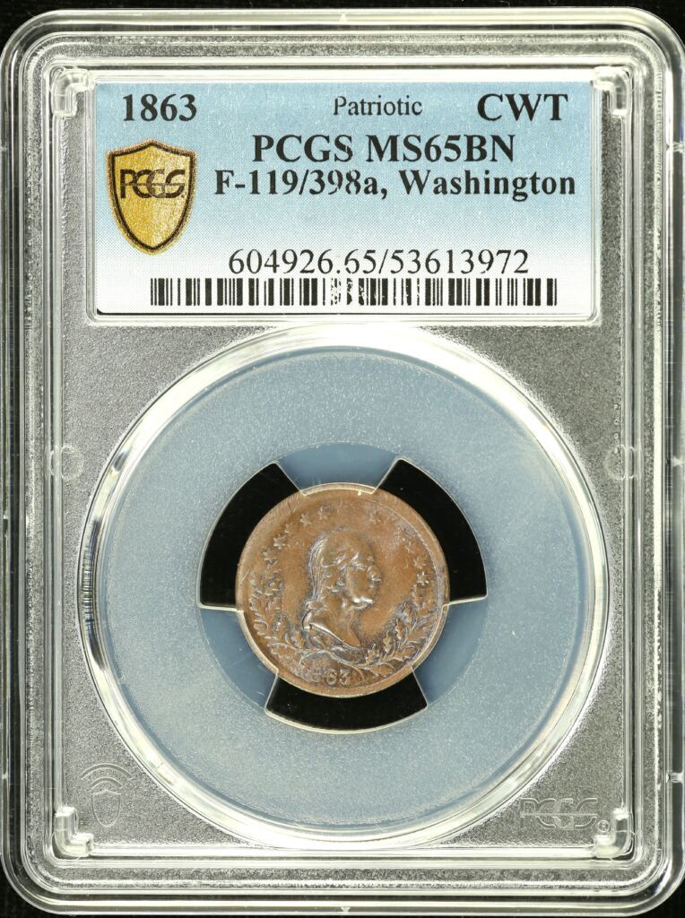 North America United States World Coins United States Civil War Token Washington 1863 F-119/398a PCGS MS65BN 0155434 United States Civil War Token Washington 1863 F-119/398a PCGS MS65BN 0155434