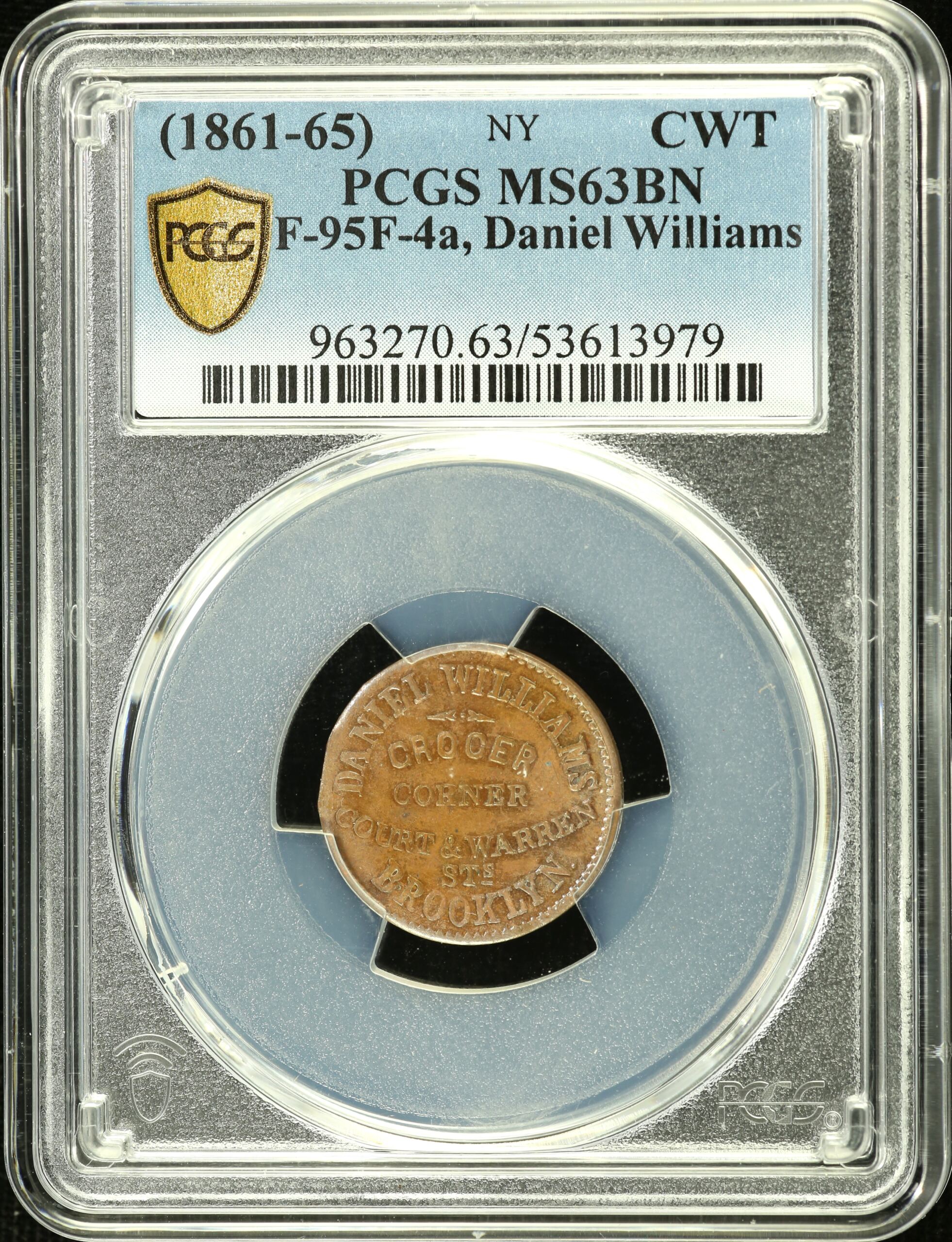 North America United States World Coins United States Civil War Token Daniel Williams (1861-65) F-95/F4a PCGS MS63BN 0155436 United States Civil War Token Daniel Williams (1861-65) F-95/F4a PCGS MS63BN 0155436