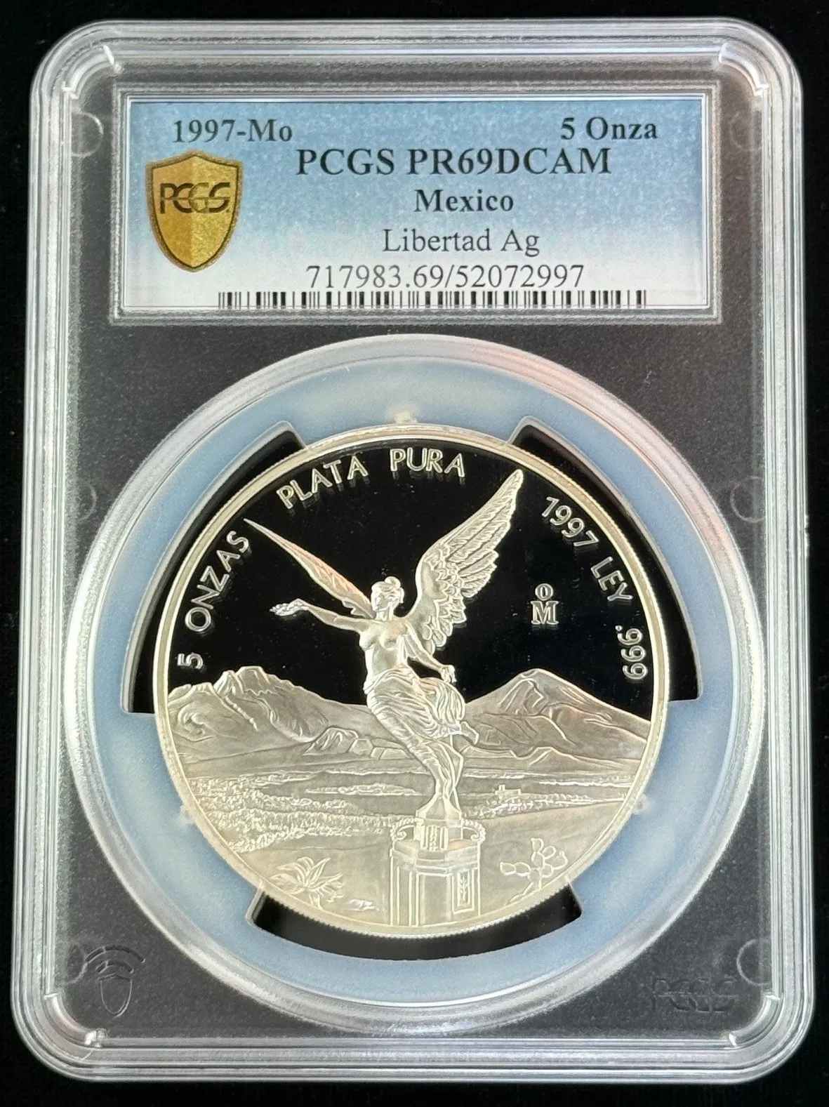 5 Onza Mexican Coins Modern Silver & Minors Modern Silver & Minors 5 Onza 1997 Mo PCGS PR69DCAM 0155459 Modern Silver & Minors 5 Onza 1997 Mo PCGS PR69DCAM 0155459