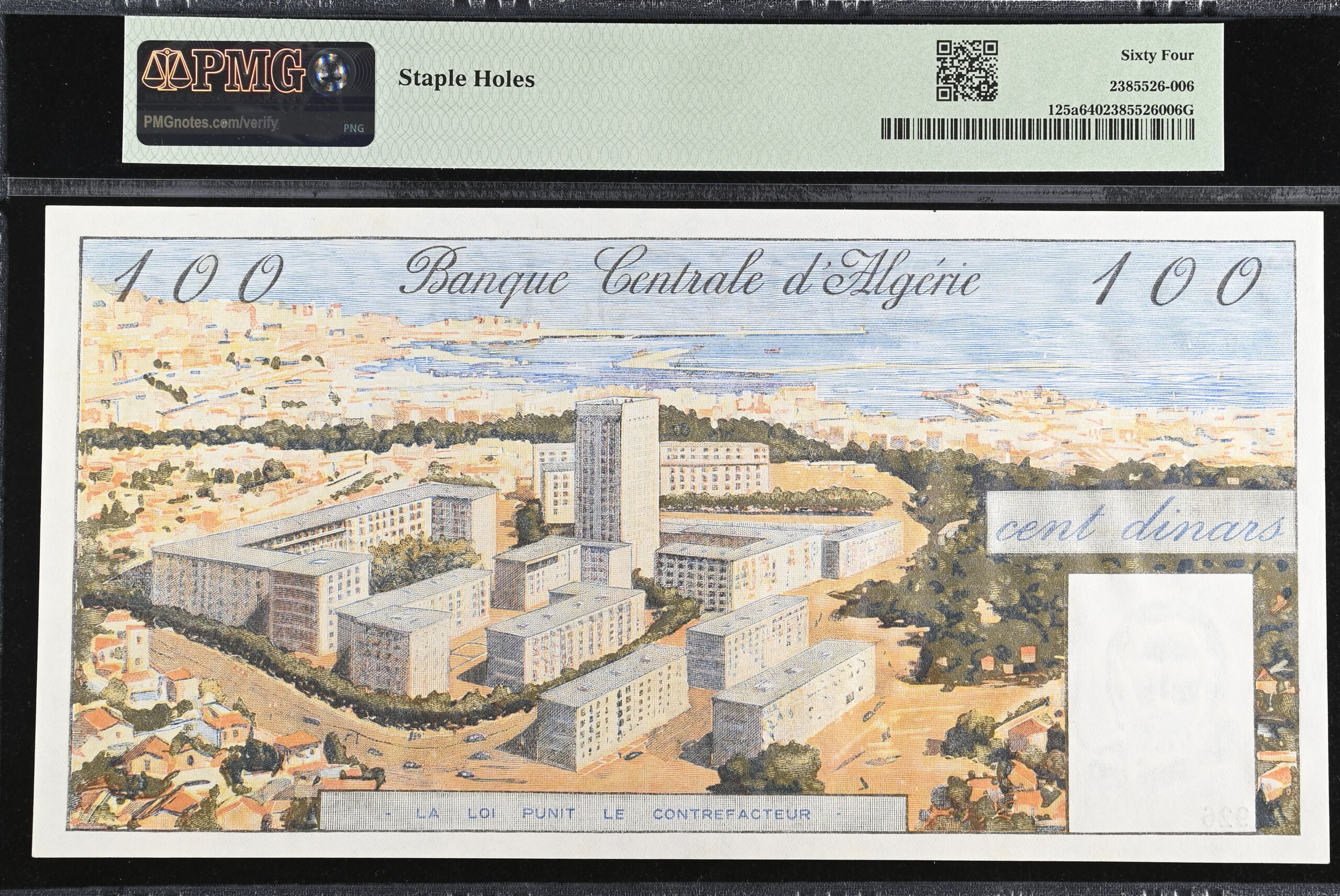 Algeria World Currency Algeria 100 Dinars 1964 Pick #125a PMG Ch UNC64 0155723 Algeria 100 Dinars 1964 Pick #125a PMG Ch UNC64 0155723Algeria 100 Dinars 1964 Pick #125a PMG Ch UNC64 0155723 - Image 2