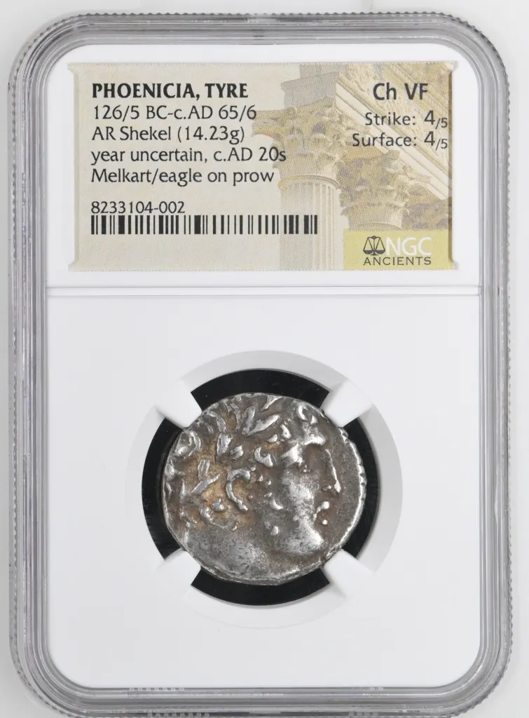 Phoenicia Tyre 126/5 BC - 65/6 AD AR Shekel NGC Ch VF 0155809