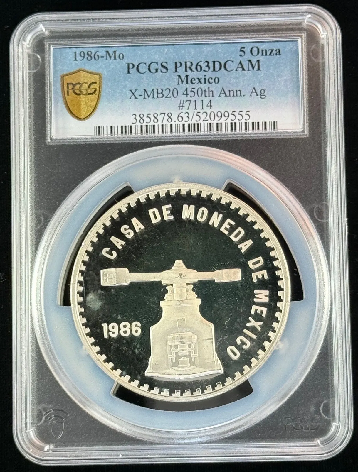 5 Onza Mexican Coins Modern Silver & Minors Modern Silver & Minors 5 Onza 1986 Mo PCGS PR63DCAM 0156089 Modern Silver & Minors 5 Onza 1986 Mo PCGS PR63DCAM 0156089Modern Silver & Minors 5 Onza 1986 Mo PCGS PR63DCAM 0156089