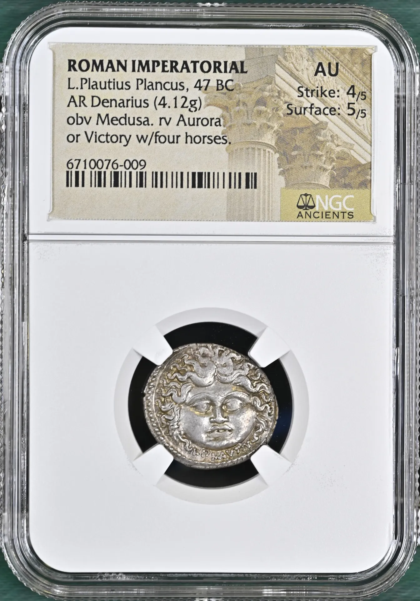 Roman Imperatorial L. Plautius Plancus 47 BC AR Denarius NGC AU 0156318
