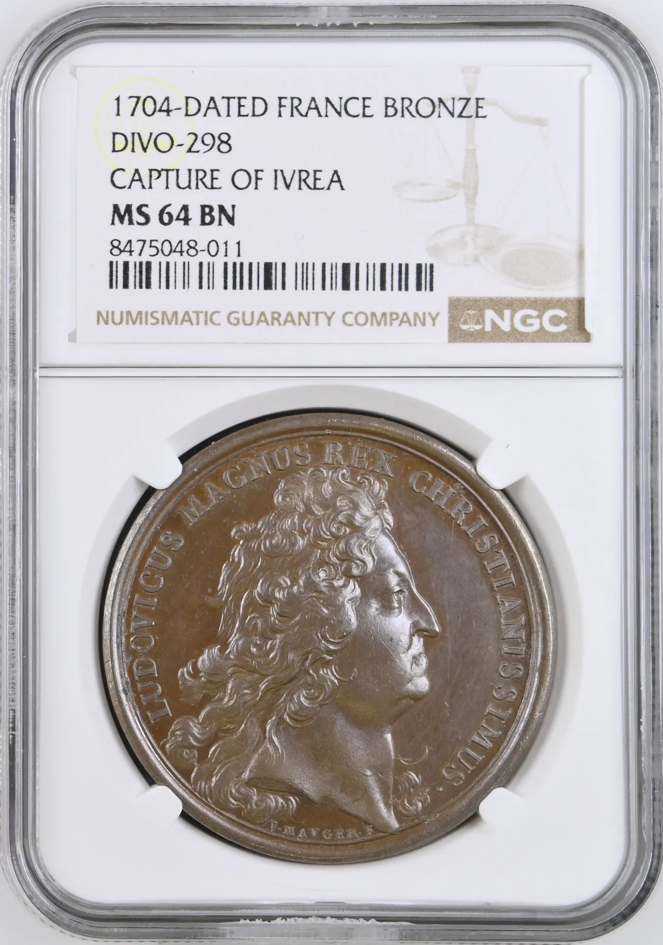 France Capture of Ivrea Bronze Medal 1704 Divo-298 NGC MS64BN 0156290