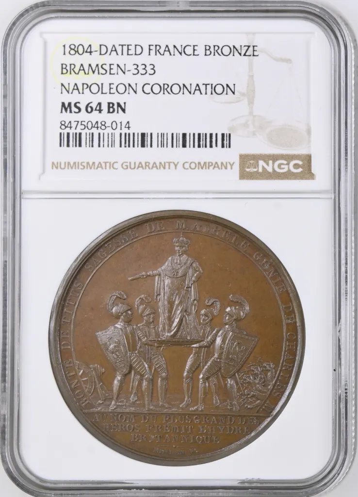 France Napolean Coronation Bronze Medal 1804 Bramsen-333 NGC MS64BN 0156292