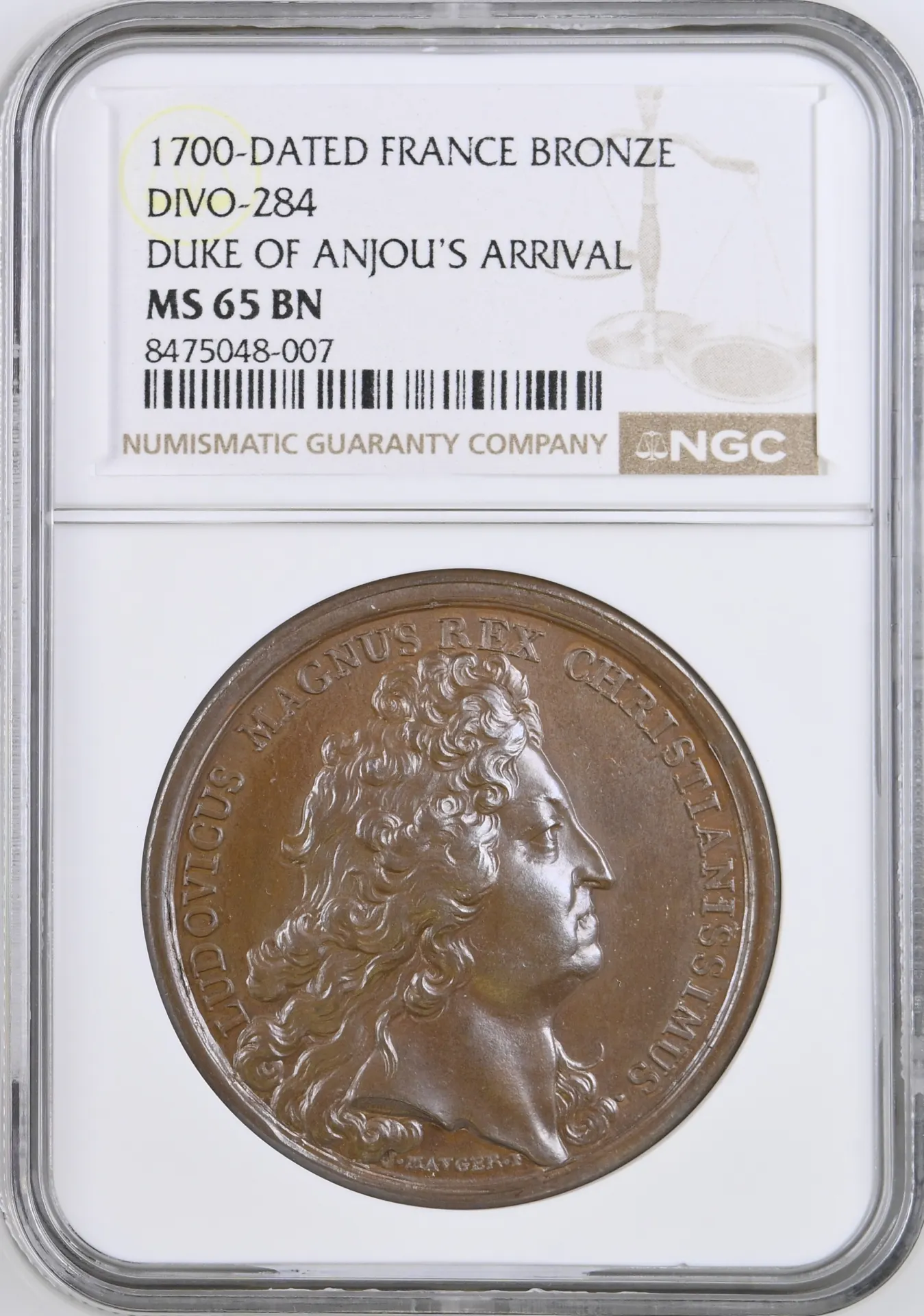 France Duke of Anjou s Arrival Bronze Medal 1700 Divo-284 NGC MS65BN 0156294