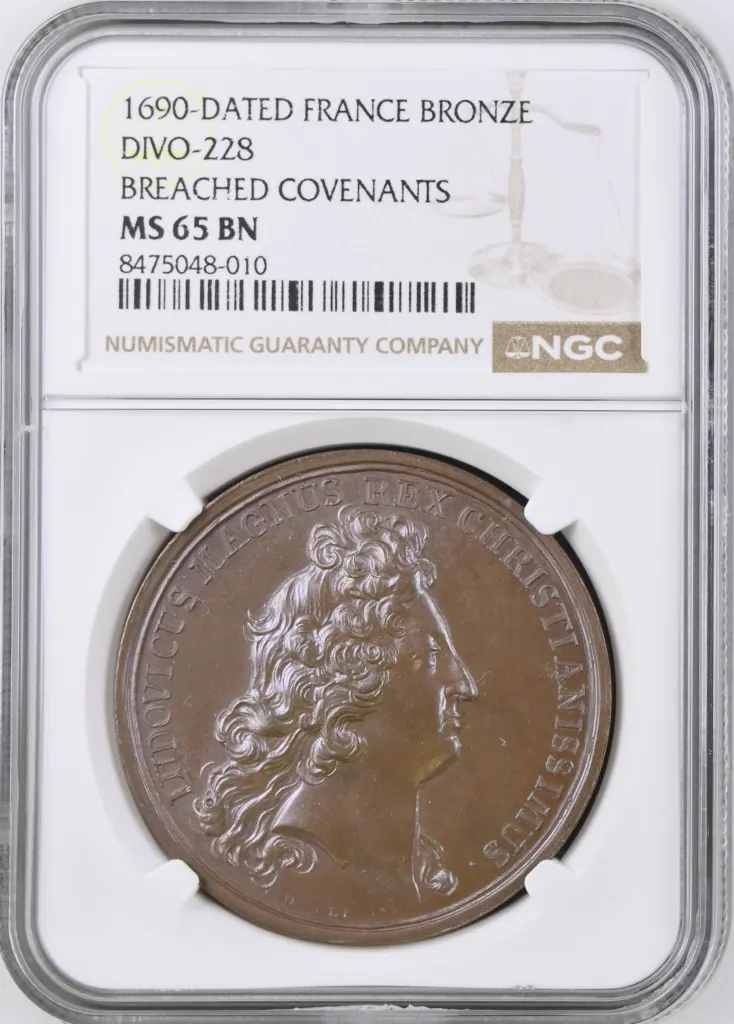 France Breached Covenants Bronze Medal 1690 Divo-228 NGC MS65BN 0156295