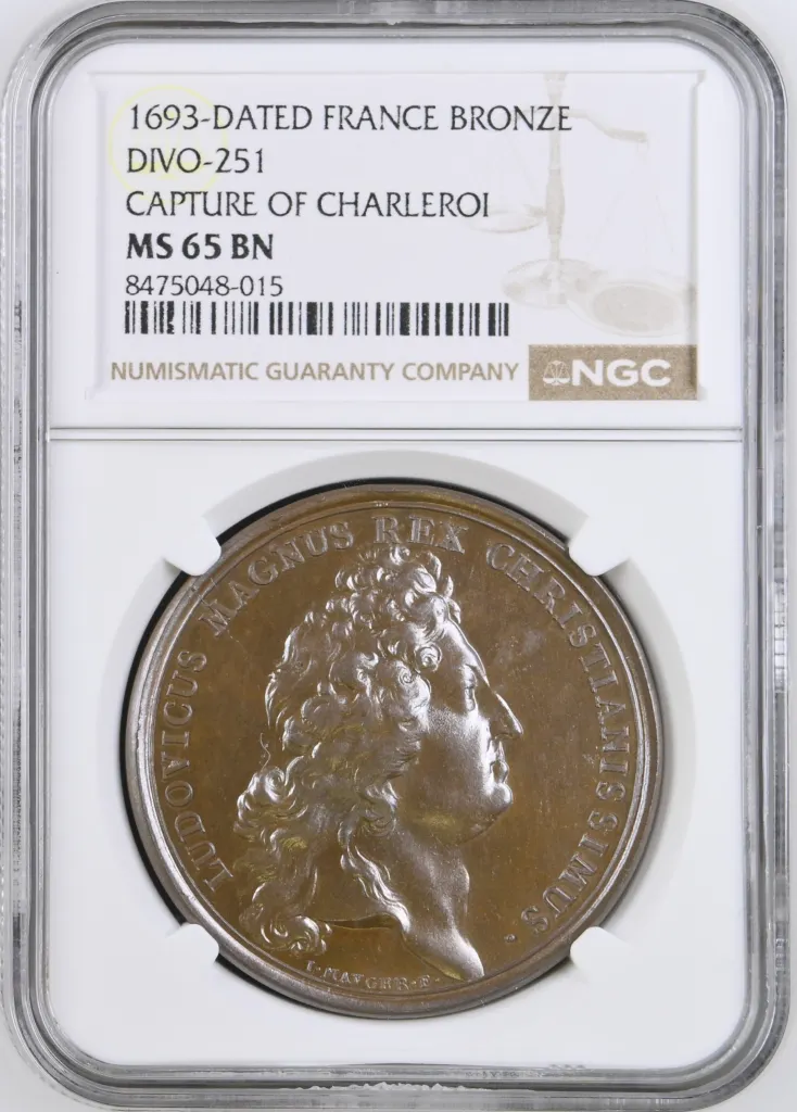 France Captured of Charleroi Bronze Medal 1693 Divo-251 NGC MS65BN 0156296