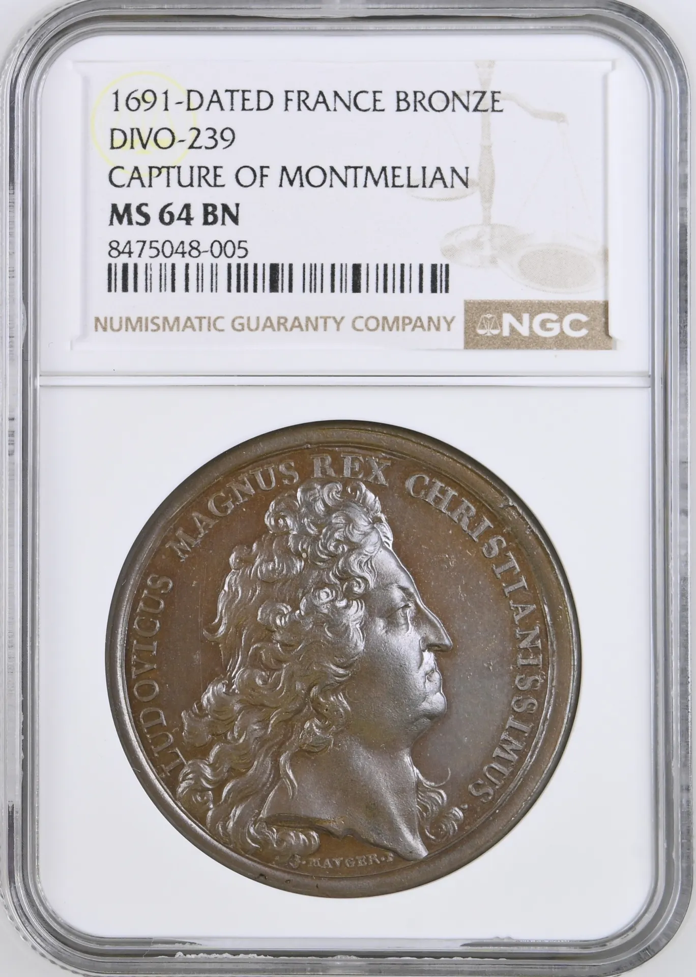 France Capture of Montmelian Bronze Medal 1691 Divo-239 NGC MS64BN 0156298