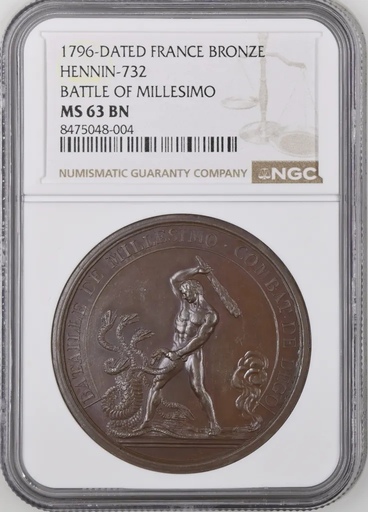 France Battle of Millesimo Bronze Medal 1796 Hennin-732 NGC MS63BN 0156300