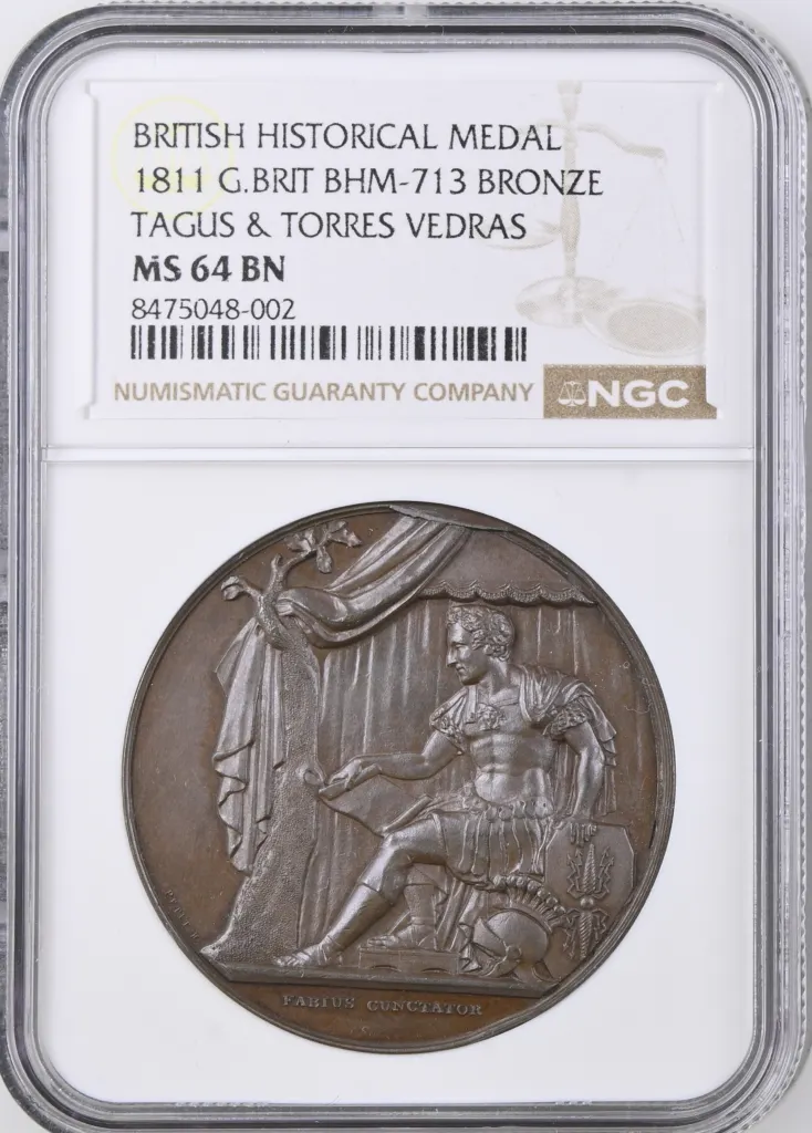 UK (Great Britain) Tagus & Torres Vedras Bronze Medal 1811 BHM-713 NGC MS64BN 0156304