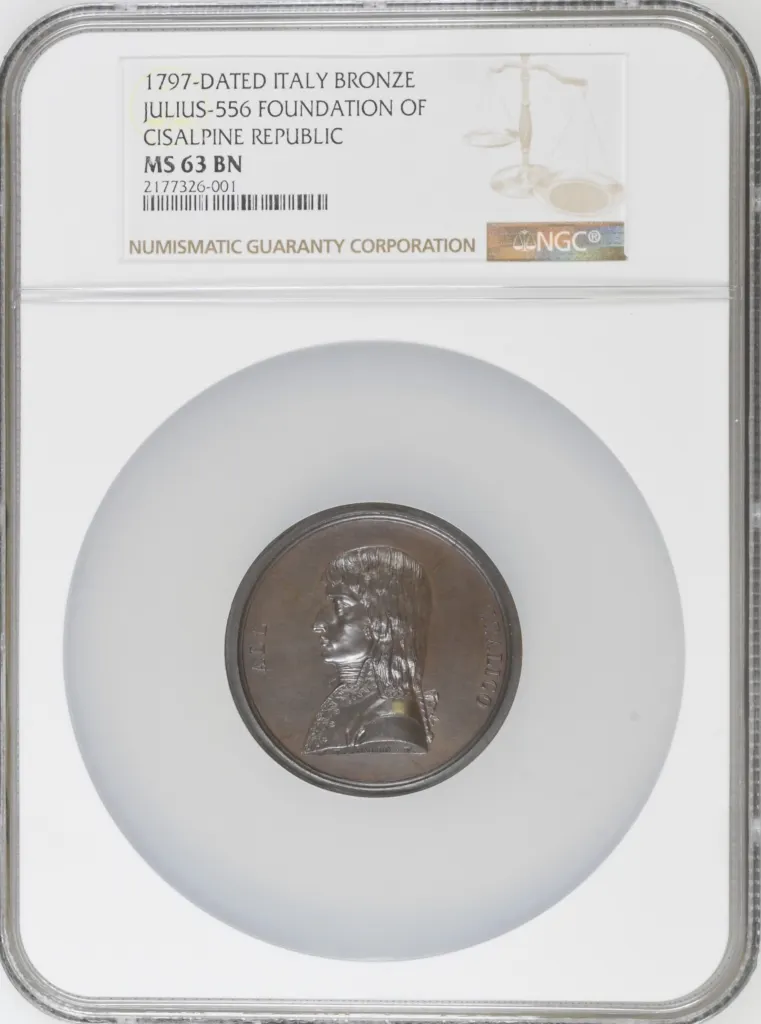 Italy/San Marino/Vatican Foundation of Cisalpine Republic Bronze Medal 1797 Julius-556 NGC MS63BN 0156305