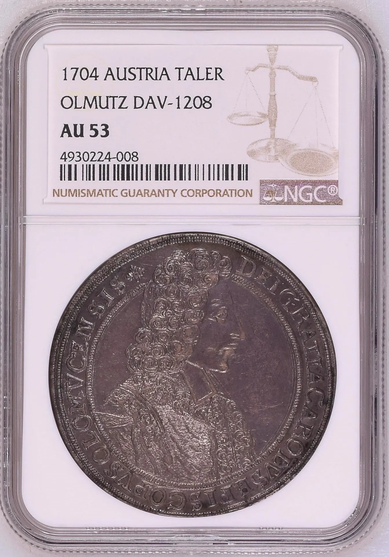 Austria Taler 1704 Olmutz DAV-1208 NGC AU53 0156307