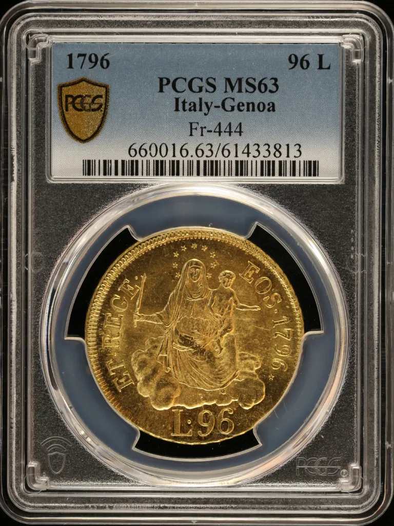 Italy/San Marino/Vatican 96 Lire 1796 Genoa PCGS MS63 Fr-444 0156374