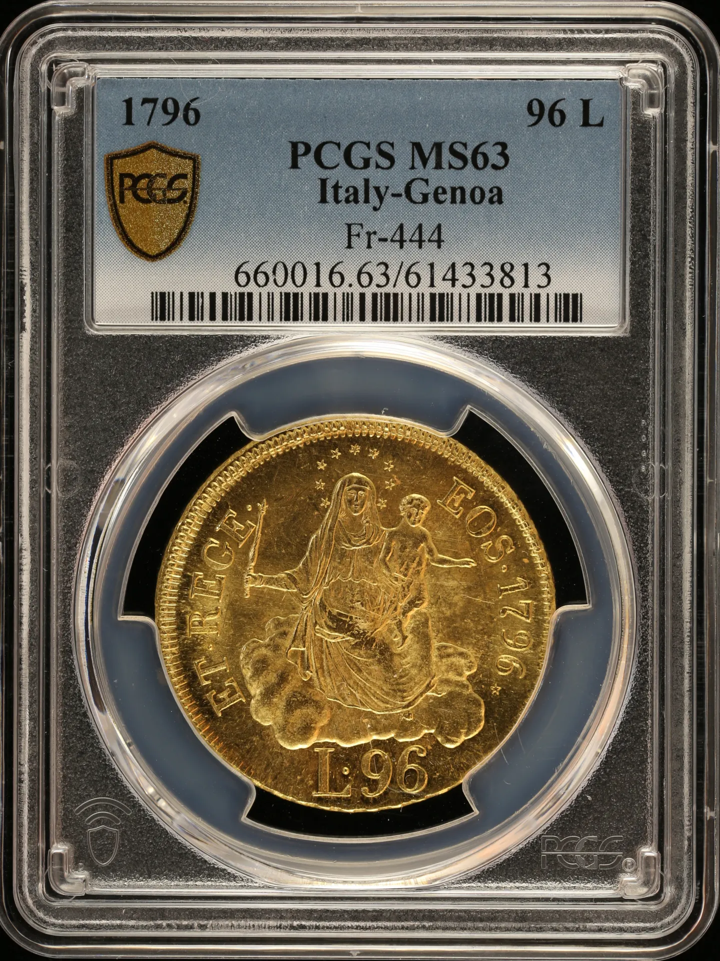 Europe Italy/San Marino/Vatican World Coins Italy/San Marino/Vatican 96 Lire 1796 Genoa PCGS MS63 Fr-444 0156374 Italy/San Marino/Vatican 96 Lire 1796 Genoa PCGS MS63 Fr-444 0156374