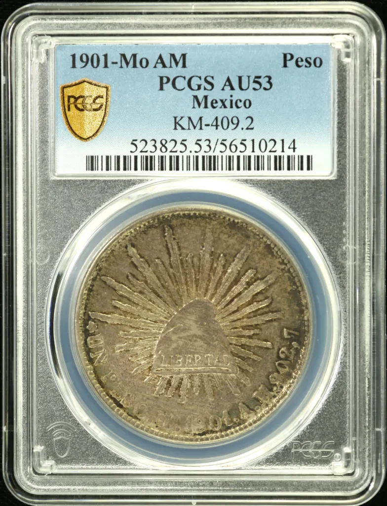 Republic Silver & Minors Peso 1901 Mo AM PCGS AU53 KM-409.2 0155927
