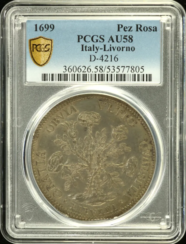 Europe Italy/San Marino/Vatican World Coins Italy/San Marino/Vatican Pezza Della Rosa 1699 Livorno PCGS AU58 DAV-4216 0156314 Italy/San Marino/Vatican Pezza Della Rosa 1699 Livorno PCGS AU58 DAV-4216 0156314